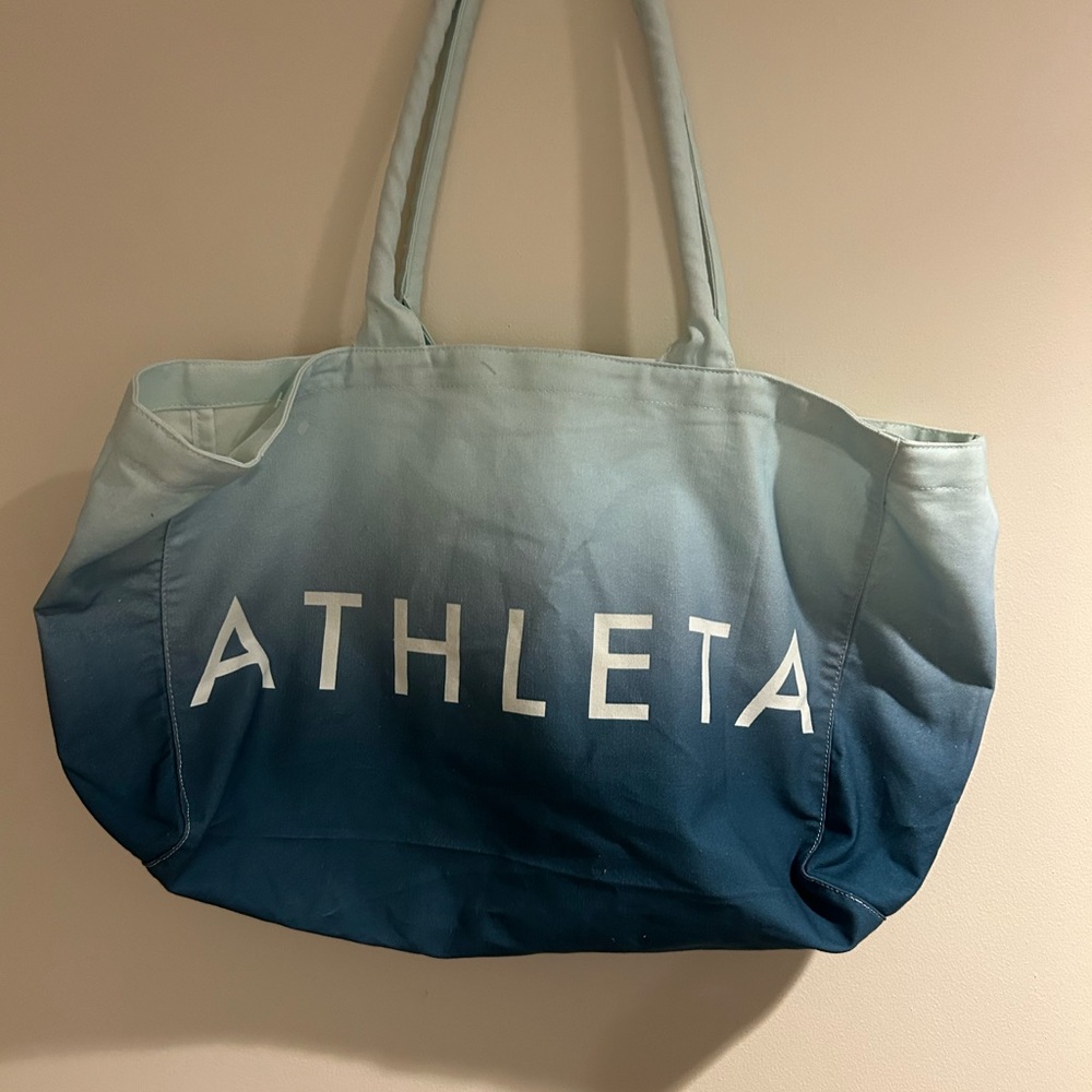 Athleta Ombre Teal to Navy Canvas Tote